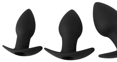 Set aus 3 schwarzen vibrierenden Plugs Silibutt – 4/8