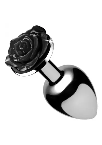 Schmuck Butt Plug mit schwarzer Rose - 8.5 x 4.1 cm GROSS – 3/5