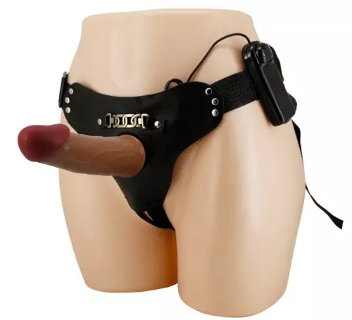 Vibrierender hohler Gürtel-Dildo Starks 15.5 x 4.5cm Braun – 1/9