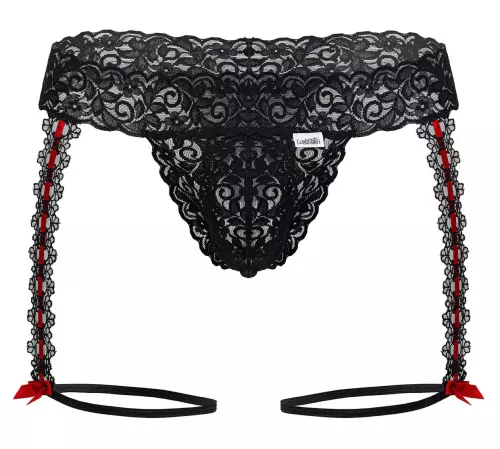 Strumpfhalter aus Spitze Oshiza Schwarz-Rot – 4/6