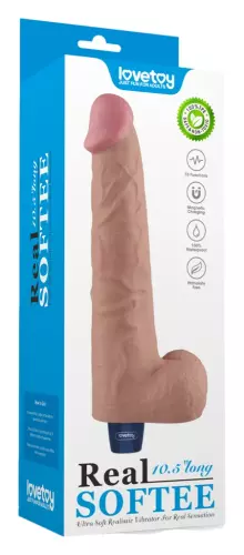 Vibrator Dildo mit Hodensack Softee 21 x 5.3cm Hautfarben – 2/14