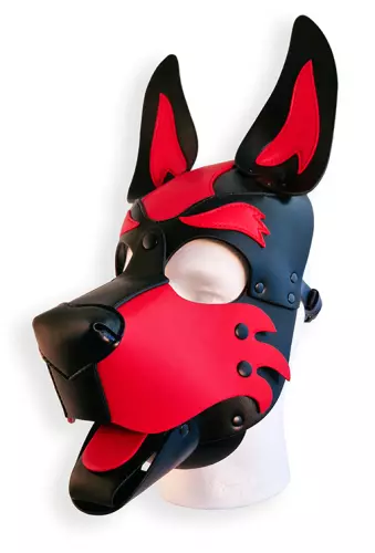 Welpen-Kopfhaube Schwarz und Rot – 4/5