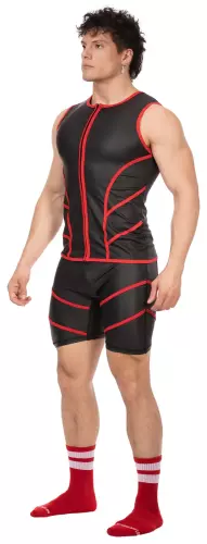Ärmellose Weste Robin Schwarz-Rot – 3/4