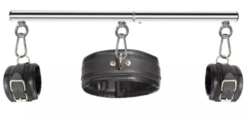 Simply Dom Haltestange Halsband und Handschellen Set Schwarz – 1/5