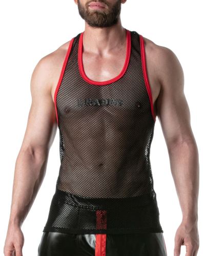 Débardeur en mesh TANK TOP Noir-Rouge