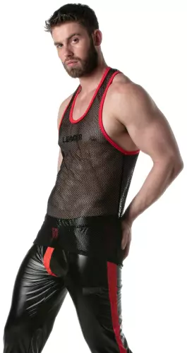 Netz-Tanktop TANK TOP Schwarz-Rot – 3/4