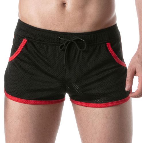 Short en mesh LOADED Noir-Rouge