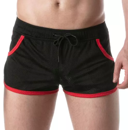 Netz-Shorts LOADED Schwarz-Rot – 1/4