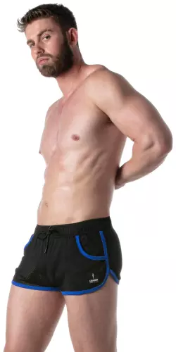 Netz-Shorts LOADED Schwarz-Blau – 3/4