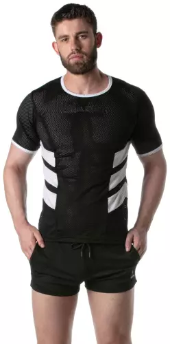 Netz-T-Shirt LOADED Schwarz-Weiß – 3/4
