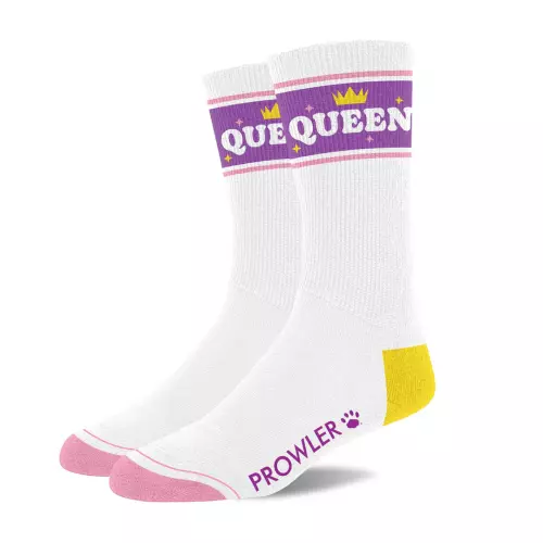 Queen-Socken Weiß-Violett-Gelb – 1/2