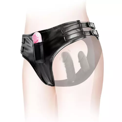 Slip mit vibrierendem Doppeldildo Pantiegood 12 x 3,7 cm – 3/6