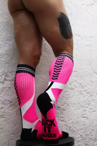 Lange Socken Sucker Socks Neon-Rosa – 7/8