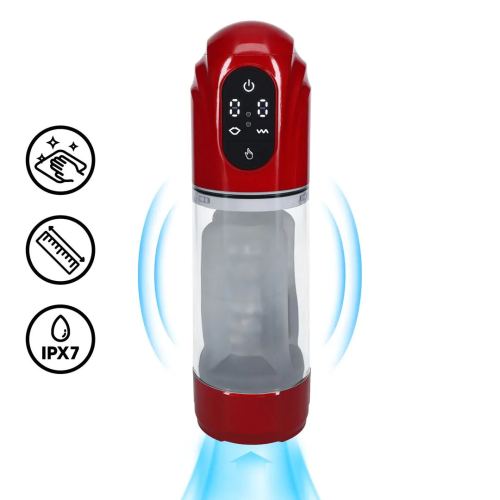 Masturbateur TechnoThrust Vibrations et Succion Rouge