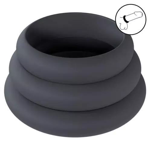 Set aus 3 Silikon-Penisringen Wide-O L-XXL 42-55mm – 3/5