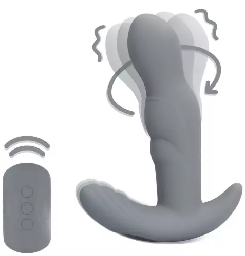 Vibrierbarer rotierender Prostate-Stimulator Gothamey 11.5 x 3.4cm Grau – 1/9