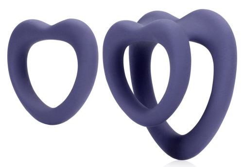 Set mit 2 Herz-Penisringen Silikon Purple Storm Durchmesser 35mm