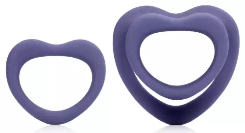 Set mit 2 Herz-Penisringen Silikon Purple Storm Durchmesser 35mm – 4/8