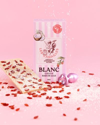 Aphrodisische Schokolade Weiß Kokos & Giji-Beere 100g