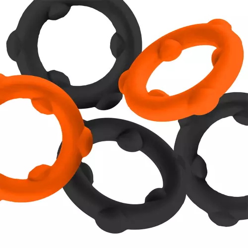 Set mit 5 Cockrings Spinner 25 mm Schwarz-Orange – 2/2