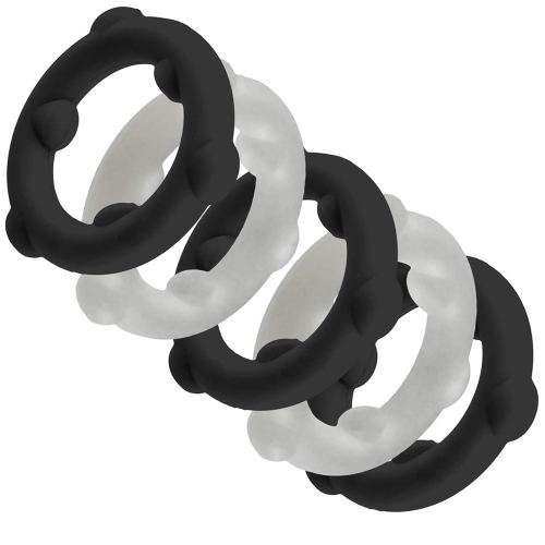 Set mit 5 Cockrings Spinner 25 mm Schwarz-Weiß
