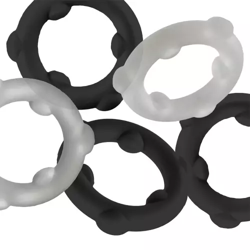 Set mit 5 Cockrings Spinner 25 mm Schwarz-Weiß – 2/2