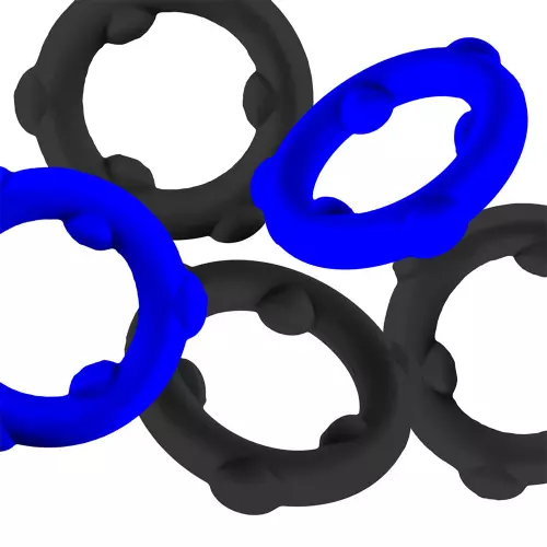 Set mit 5 Cockrings Spinner 25 mm Schwarz-Blau – 2/2