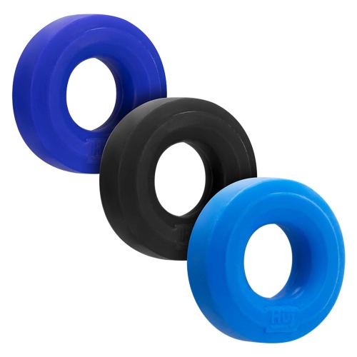 Silicone Cockrings Huj x3 25 mm Blauw-Zwart
