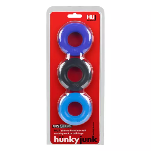Penisringe Silikon Huj x3 25 mm Blau-Schwarz – 2/8