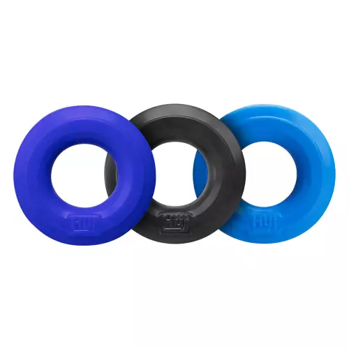 Penisringe Silikon Huj x3 25 mm Blau-Schwarz – 3/8