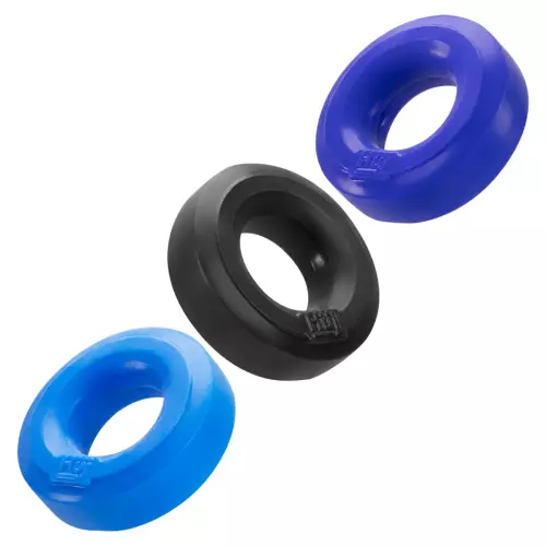 Penisringe Silikon Huj x3 25 mm Blau-Schwarz – 4/8