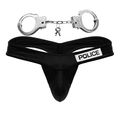 String Polizei mit Handschellen Schwarz – 7/14