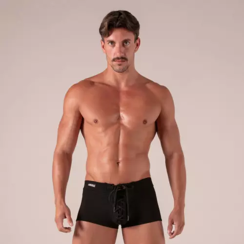Boxer mit Schnürung Laced Schwarz – 3/6
