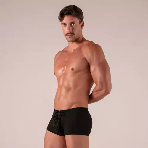 Boxer mit Schnürung Laced Schwarz – 4/6