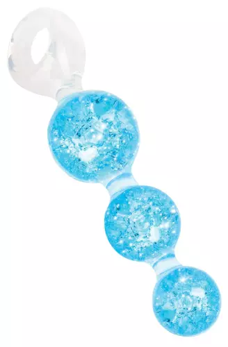 Analperlen Crystaltrio Blau 14 x 4,5cm – 1/4