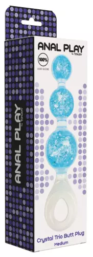 Analperlen Crystaltrio Blau 14 x 4,5cm – 2/4