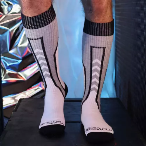 Hohe Socken Sir Splurge Grau-Weiß – 1/7
