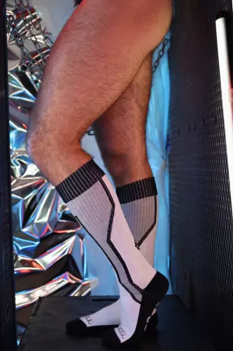 Hohe Socken Sir Splurge Grau-Weiß – 5/7