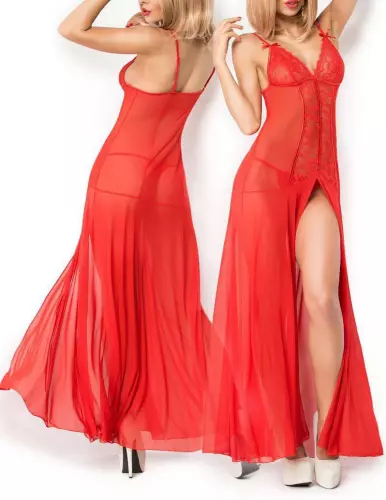 Lange negligé Erica - Rood – 3/13