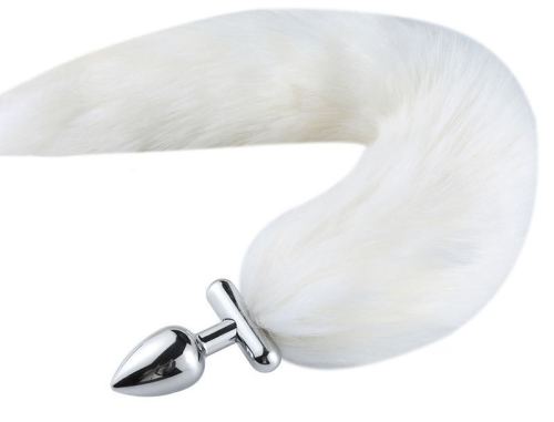 Foxy roxy Convertible Fox Tail Plug Jewelry 5.5 x 2.7cm Tail 39cm White
