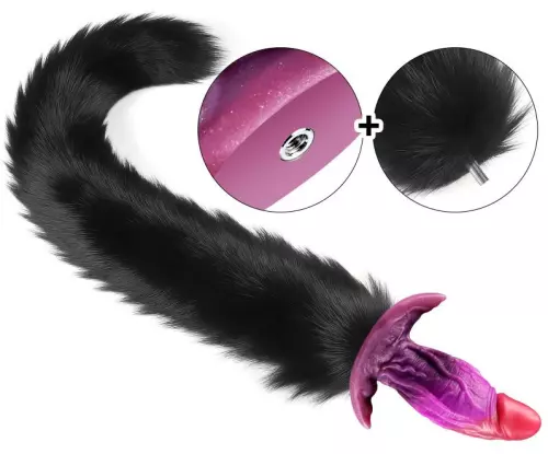 Fox Tail Plug Purplelien 10 x 4.2cm tail 41 cm black – 3/3