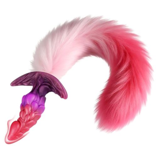 Drakonyx Dragon Fox Tail Plug 13 x 4.6cm Tail 40cm Pink