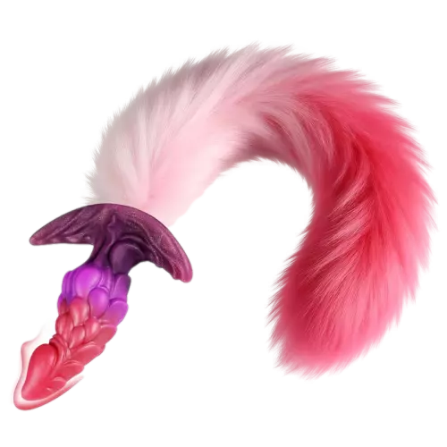 Draken vossenstaart plug Drakonyx 13 x 4.6cm staart 40 cm roze – 1/2