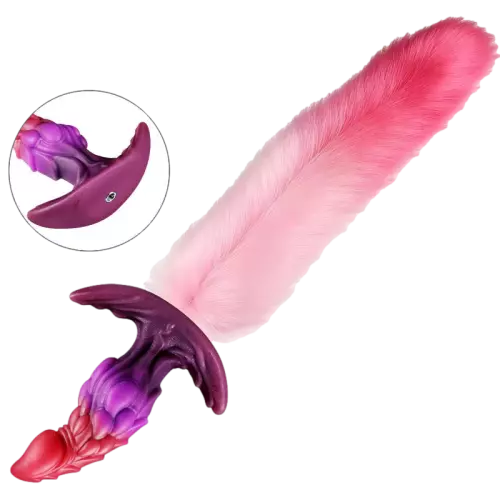 Draken vossenstaart plug Drakonyx 13 x 4.6cm staart 40 cm roze – 2/2