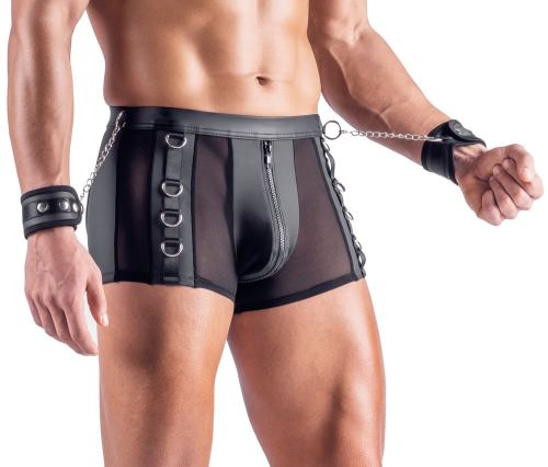 Boxer Bottomless with handcuffs Arescio Black