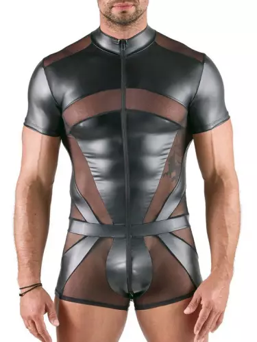 Kurzer Body mit Reißverschluss Spidella Schwarz – 1/7