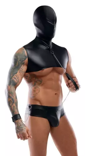String-Kapuze mit Handschellen Teros Schwarz – 3/7