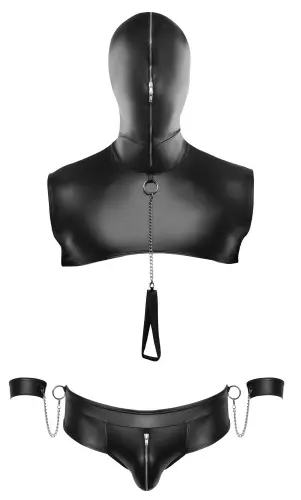 String-Kapuze mit Handschellen Teros Schwarz – 5/7