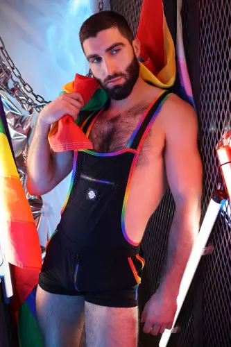 Kurzer Overall Icon Pride Schwarz-Rainbow – 3/12
