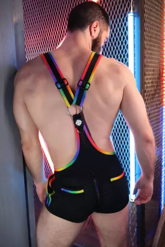Kurzer Overall Icon Pride Schwarz-Rainbow – 4/12